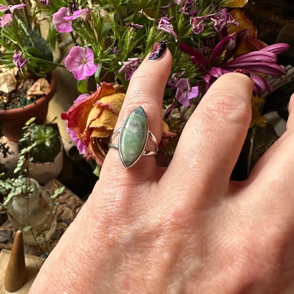 Natural Mermaid Kyanite Sterling Silver Ring Size 6